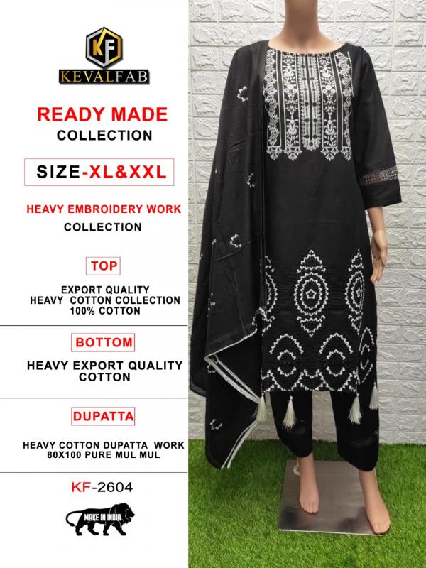 Keval Fab Black & White Collection Embroidery Work-Readymade Suit